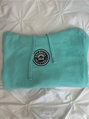Overkill Volleyball Teal Hoodie - Big Logo on Back